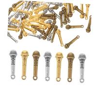 Lurrose 120pièces Breloques Microphone Musique Rétro Pendentifs Notes De Musique Breloques Pour Création Bijoux Colliers Bracelets