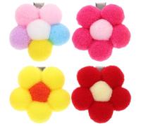 Lurrose 12pcs Barrettes pour Cheveux Fille Pompons Doux en Polyester et Acier Inoxydable, Accessoires pour Cheveux de Fête et Anniversaire, Tenue Sécurisée et Polyvalente