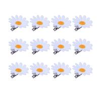 Lurrose 12pcs pinces à cheveux marguerite simulation barrettes de fleurs pour femmes et filles (blanc)