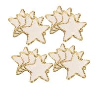 Lurrose 16 Pièces Patchs Étoiles Brodées Autocollantes avec Bordure Paillettes Dorées Appliques Branches pour Réparation et Décoration Vêtements Sacs Chapeaux Jeans