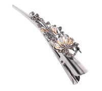 Lurrose 1pc Barrette Vintage en Alliage Strass Incrustés, Pince à Cheveux Chic et Facile à Utiliser, Grand Clip Bec de Canard pour Femme, pour Soirée et Voyage