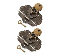 Lurrose 2 Ensembles Lot de Serrures Vintage avec Cadenas Tête Dours Moraillons Décoratifs pour Boîte à Bijoux Journal et Valise Fermoirs Rétro