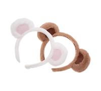 Lurrose 2 pièces Bandeau Oreilles Ours Mignon Lot de Serre-tête Doux et Confortable pour Maquillage et Lavage Du Visage Accessoire Léger et Adorable pour Femmes