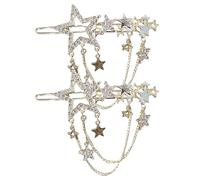 Lurrose 2 Pièces Barrette à Cheveux Étoiles en Alliage Décoratif et Pompon, Pince Élégante et Confortable pour Femmes et Filles, Accessoire de Coiffure Délicat et Créatif