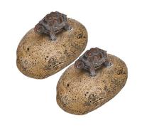 Lurrose 2 Pièces Boîte à Clés Résine avec Fausse Pierre Réaliste Cache Clé Tortue sur Rocher Dissimulateur Décoratif pour Maison Bureau Jardin et Polyvalent