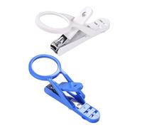 Lurrose 2 pièces Ciseaux à Ongles pour Hérissons et Hamsters avec Loupe Rotative Coupe-Ongles et Kit de Soins pour Petits Animaux Blanc Bleu