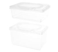 Lurrose 2 pièces Distributeur Lingettes Transparent Boîte Hermétique à Couvercle Basculant pour Maison Bureau Voiture Rangement Rechargeable pour Mouchoirs Humides Extérieur et Voyage