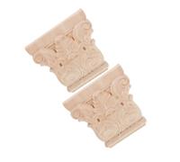 Lurrose 2 Pièces Massif Sculptés Main Appliques Dangle pour Supports Décoratifs de Style Européen pour Meubles et Finition Naturelle à Peindre