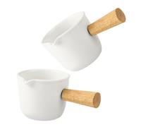Lurrose 2 pièces Mini Pot à Lait Céramique Blanche Distributeur de Multifonction pour Café Sauce et Mousse de Lait Pichet Doseur Compact pour Espresso et Cuisine Accessoire Café Élégant
