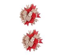 Lurrose 2 Pièces Ornement Suspendu Pop up Sapin de Noel Guirlande de Noël Papier d'emballage de noël Ribbon Christmas Pendentif Noel nœud à la Main Ornements d'arbres de noël Lin Rouge