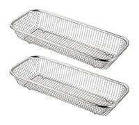 Lurrose 2 Pièces Panier à Ustensiles Acier Inoxydable pour Lave Vaisselle Lot de Paniers de Rangement Petit Modèle pour Couverts et Ustensiles de Cuisine