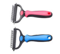 Lurrose 2 Pièces Peigne Double Face Démêlant et Sous-poil pour Chiens et Chats Outil de Toilettage Doux sans Douleur Brosse Démêlage et Élimination des Poils Morts pour Animaux à Poils