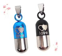 Lurrose 2 pièces Pendentif Identité pour Animaux Acier Inoxydable Lot de Noir et Bleu Plaque Adresse Anti-Perte Légère avec Anneau pour Collier de Chien et Chat