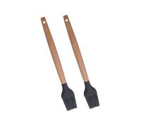 Lurrose 2 pièces Pinceau à Huile Silicone Barbecue avec Manche Bois Brosse de Cuisine Multifonction pour Cuisson Gril et Pâtisserie Lot de Léger et Facile à Ranger
