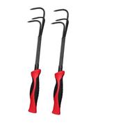 Lurrose 2 pièces Râteau Agricole à Dents Outil de Jardinage Léger et Portable Kit Professionnel pour Désherbage et Entretien Gazon Manche Bi-Couleur Rouge et Noir Adapté Jardin et Pelouse