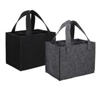 Lurrose 2 pièces Sacoche à Vin Feutre avec Séparateur Compartiments Léger et Résistant pour Transport et Stockage Bouteilles Lot de Noir Gris Coffret Vin Offrir