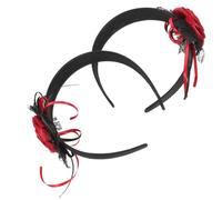 Lurrose 2 pièces Serre-tête Gothique Rose Artificielle pour Halloween Accessoire Confortable et Léger pour Costume de Mariée Fantôme Cosplay et Fêtes à Thème