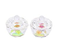 Lurrose 2 Pièces Tasse en Cristal Octogonale pour Ongles avec Couvercle, Récipient en Verre pour Liquide Acrylique et Poudre, Mini Cupule à Ongles pour Nail Art Professionnel et Usage