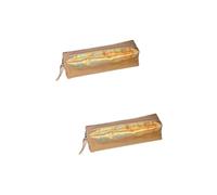 Lurrose 2 Pièces Trousse de Maquillage cosmétique Frais à Stylo Sacs à cosmétiques closoir Sacoche Sachet Bag kit Tirette succulentes Fermeture Pouch Pen Zipper Golden