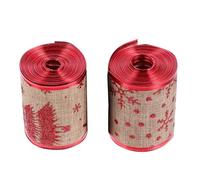 Lurrose 2 Rouleaux Ruban De Noël Ruban D'impression Bricolage Ruban D'arc De Cheveux Ruban De Toile De Jute De Noël Ruban Gros-grain De Noël 6cm Boite Imitation