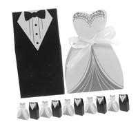 Lurrose 200 pièces Boîtes à Dragées Mariage Élégantes Forme Robe et Smoking Boîte Papier pour Bonbons et Biscuits Facile à Monter Décorations de Table pour Réception