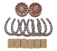 Lurrose 24 Pièces Décorations de Fête Western Mini Roues de Charrette et Bottes de Foin en Bois et Fer, Portables et Réutilisables, pour Loisirs Créatifs et Intérieur