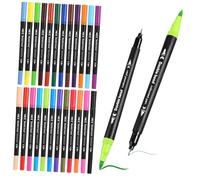 Lurrose 24 Pièces Marqueurs Aquarelle à Double Pointe de Feutres à Base Eau pour Peinture Prise de Notes et Cartes de et Résistantes Décoloration