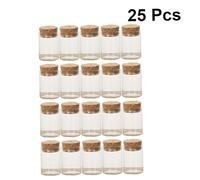 Lurrose 25 pièces Mini bocaux Verre Transparents avec Bouchon liège flacons subpack pour décoration intérieure Pots à Souhait DIY Cadeaux et Rangement thé Snack