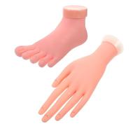 Lurrose 2Pcs Modèle de Pratique de La Main Des Ongles Modèle de Manucure Des Mains Et Des Pieds de Mannequin pour La Pratique de La Formation Des Ongles en Acrylique