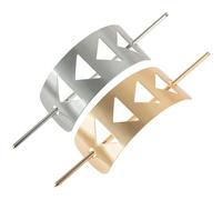 Lurrose 2pcs Pinces à Queue de Cheval en Métal Or et Argenté, Design Minimaliste et Stable, Accessoires Cheveux pour Coiffure Simple et Élégante