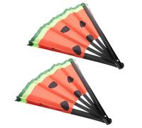 Lurrose 2pièces Éventails Pliables Décoratifs Forme de Pastèque Fluorescents et Portables pour Fêtes Festivals Spectacles de Danse et Soirées Club