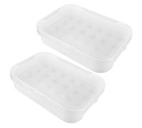 Lurrose 2pièces Porte-œufs De Poule Plateau Conteneur à Œufs Frais Pour Réfrigérateur Organisateur Œufs Support Pour De Ferme Blanc