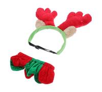 Lurrose 2pièces Serre-tête Motif Renne pour Animaux de Compagnie Collier pour Chat Coiffe de Noël
