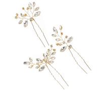 Lurrose 3 Pièces Épingles à Cheveux de Mariage en Métal et Cristal Or, Accessoires Élégants et Confortables pour Mariée et Demoiselles D'honneur Lors D'événements Spéciaux