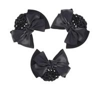Lurrose 3 Pièces Filet à Cheveux Élastique pour Chignon Femme avec Nœud Papillon, Confortable et Sécurisé, en Tissu et Métal, pour Danse et Travail