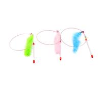 Lurrose 3 pièces Interactif pour Chat avec Poignée Plastique Antidérapante Tige Fil Acier Colorée Stimule Le Jeu et Prévient Les Griffures pour Renforcer Le Lien avec Couleur Aléatoire