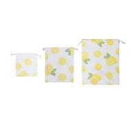 Lurrose 3 Pièces Pochette Portable Jaune Facile à Ouvrir et Fermer Paquet à Cordon en Coton et Lin Grosse Capacité Toute L'année pour Voyage et École