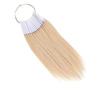 Lurrose 30 Pièces Anneaux de Cheveux Humains Beige Boucle Pvc Blanche pour Échantillons de Teinture, Mèches Faciles à Coiffer et Marquage Clair, pour Salon de Coiffure