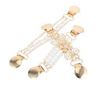 Lurrose 3pcs Pinces à Châle Vintage pour Femmes en Alliage Or Perles Imitation, Clips de Serrage de Collier Résistants la Déformation pour Occasions Décontractées et Professionnelles