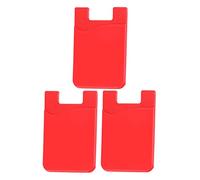 Lurrose 3pièces Porte-Carte Silicone Antidérapant Adhésif pour Téléphone Rouge Pochette Mince Porte-Cartes Smartphone Compatible Cartes Id Et Crédit