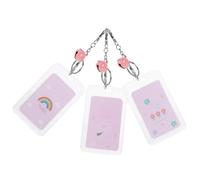 Lurrose 3pièces Porte-Cartes Transparent Pochette De Protection Id avec Anneau Lot de Étuis Décoratifs pour Cartes Identité Crédit Bus Motifs Fleurs Arc-Ciel