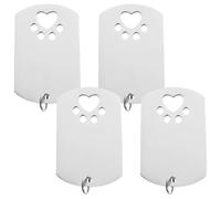 Lurrose 4 Médailles pour Chien en Acier Inoxydable Forme Patte d'animal Légères et Solide, Étiquettes D'identification pour Chiot, comme Pendentifs pour Paquet
