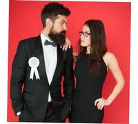 Lurrose 4 Pièces Badge Vierge DIY avec Épingle Arrière de Blanc Noir Rouge et Bleu Décoration Personnalisée pour Mariage Anniversaire et Fête