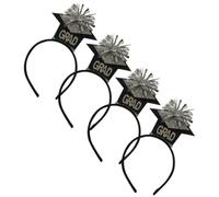 Lurrose 4 Pièces Bandeau Accessoire Élastique Résistant de Remise de Diplôme pour Cheveux Mini Chapeau Noir en Feutre et Paillettes pour Robe de Remise de Diplôme et Fêtes à Thème