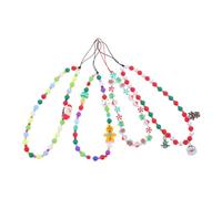 Lurrose 4 Pièces Charm de Téléphone de Noël avec Père Noël et Sapin Bracelet de Poignet Perles pour Téléphone Portable Accessoire Sécurisé pour Fêtes de Fin Année