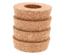 Lurrose 4 pièces Couvercle Liège pour Vase Hydroponique Bouchon Bois Percé pour Vase Verre Protection Micro-Paysage et Entretien Aéré des Plantes Intérieur