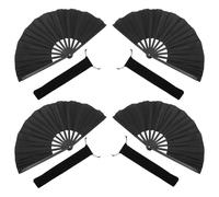 Lurrose 4 Pièces Éventails Pliants Chinois Style Kung Fu pour Femmes Éventail Portable Décoratif Noirs pour Danse Traditionnelle et Festival