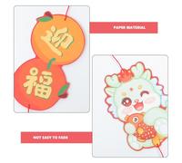 Lurrose 4 Pièces Ornements Suspendus Double-Face Année du Dragon Décoration Festive du Nouvel an Chinois pour Fenêtres et Intérieur Artisanat Traditionnel Ambiance Printemps