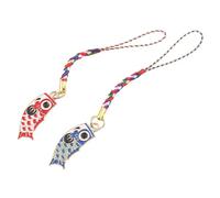 Lurrose 4 Pièces Porte Clé Forme de Carpe Japonaise de Pendentifs Rouge et Bleu pour Téléphone et à Main Accessoire Décoratif Unique et Créatif