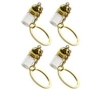 Lurrose 4 Pièces Porte-clés Bouteille en Verre Or avec Alliage de Zinc, Accessoire de Mode Portable pour Parfum, pour Mémorial et Lanyards, Mini Bouteille 23x11mm